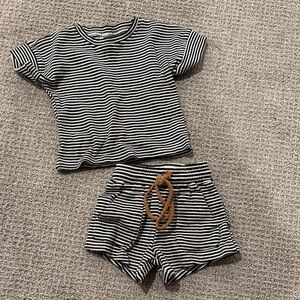 Striped Black and White Kids Matching Set